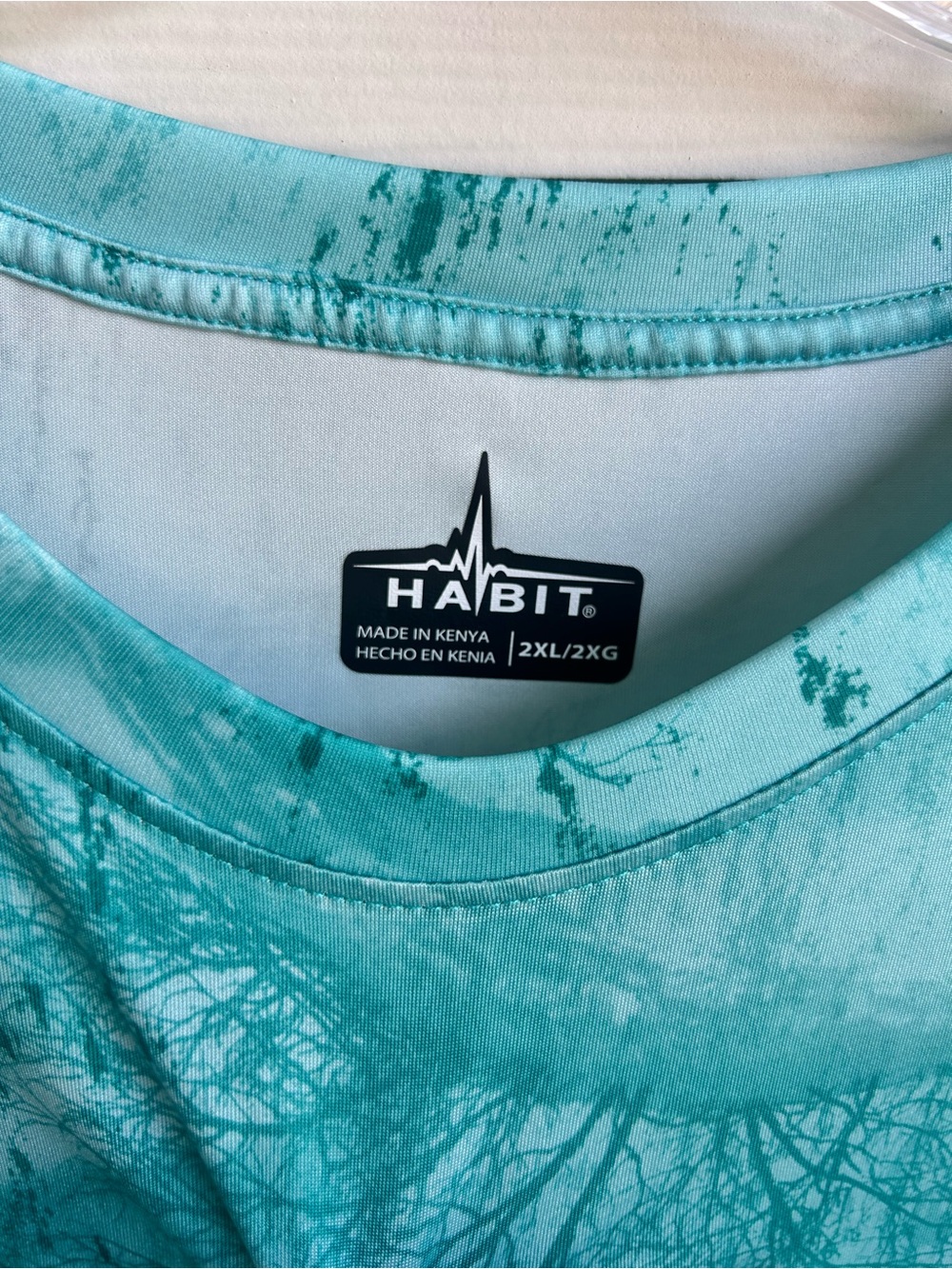 Habit Men’s Long-Sleeve Performance Tee in Aqua Teal - Picture 2 of 6